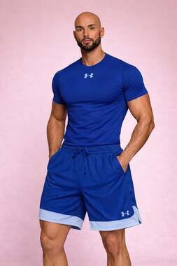 Under Armour Men’s Play Up Mesh Shorts in Royal and Light Blue